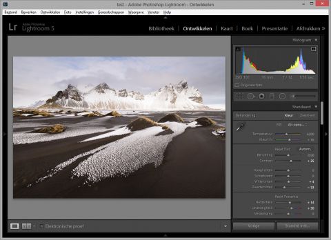 Ontwikkelmodule in Lightroom