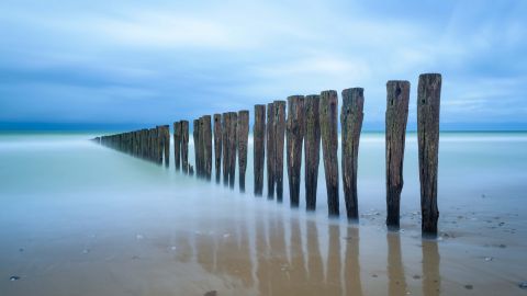 Palen op het strand van Sangatte